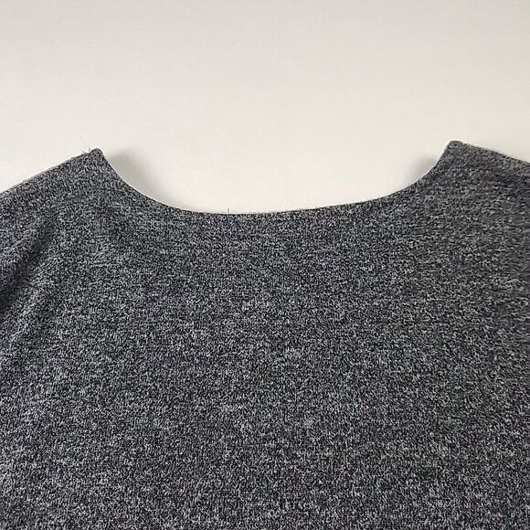 Adrienne Vittadini 2XL Grey Crystal Studded Round Neck Sweater Gathered Sleeve - Picture 9 of 9